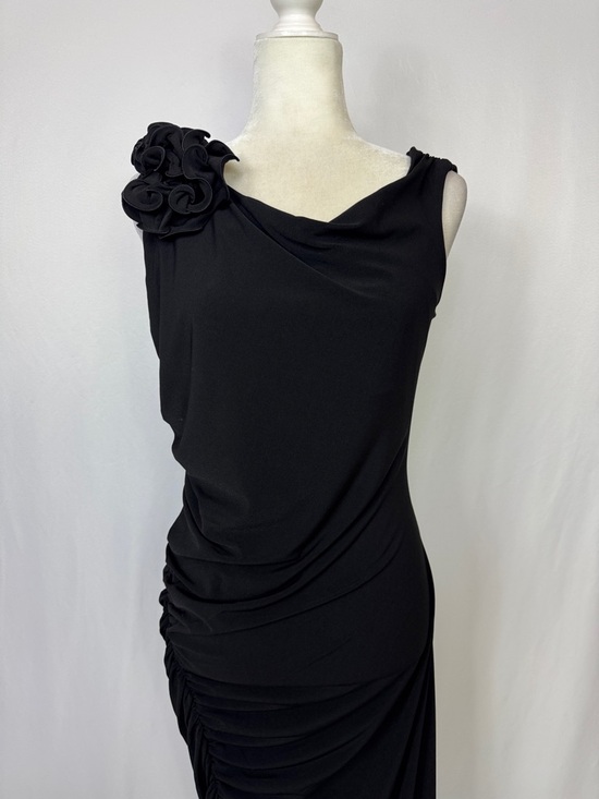 Mango Black One-Shoulder Maxi Dress with Floral Detail